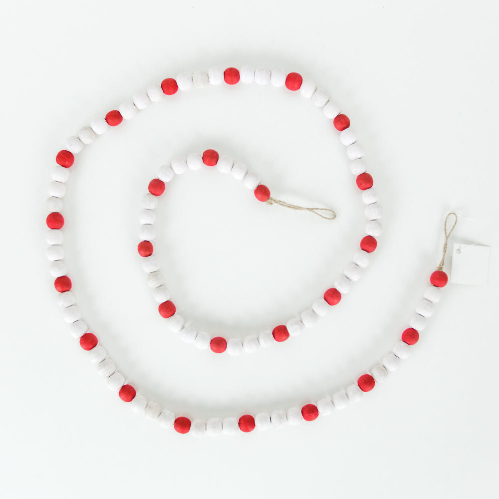 60x.5 wood bead garland white/rd