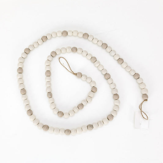 60x.5 wood bead garland, white/tn