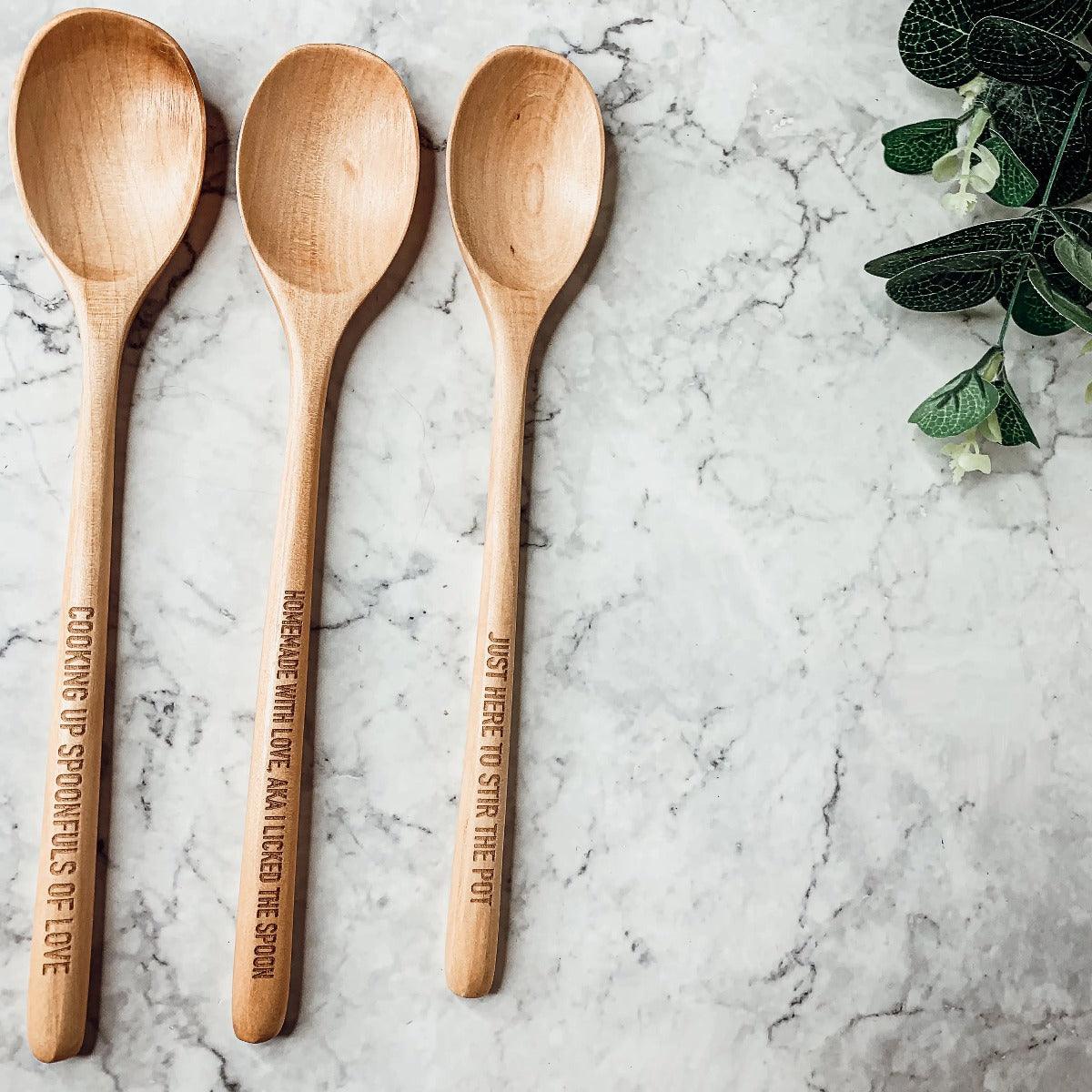 handmade wooden spoons for stirring the pot