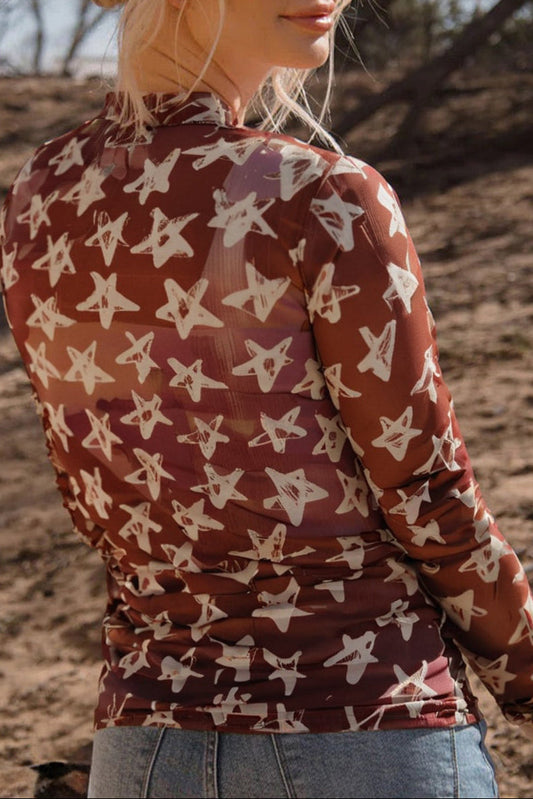 Star Mesh Long Sleeve Top
