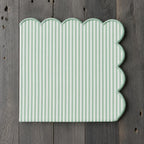 Natural Scalloped Stripe Cloth Napkins