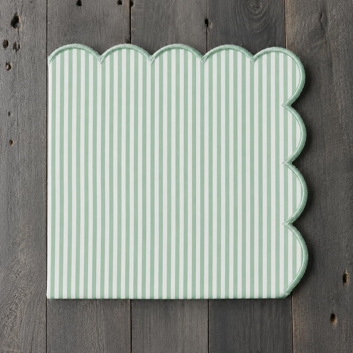 Natural Scalloped Stripe Cloth Napkins