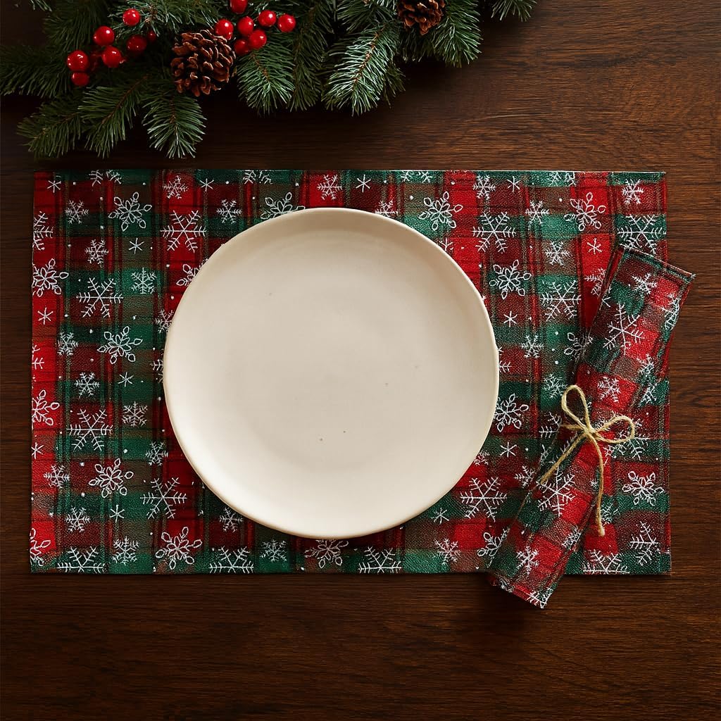 Tartan Snowflake Placemats — Set of 4