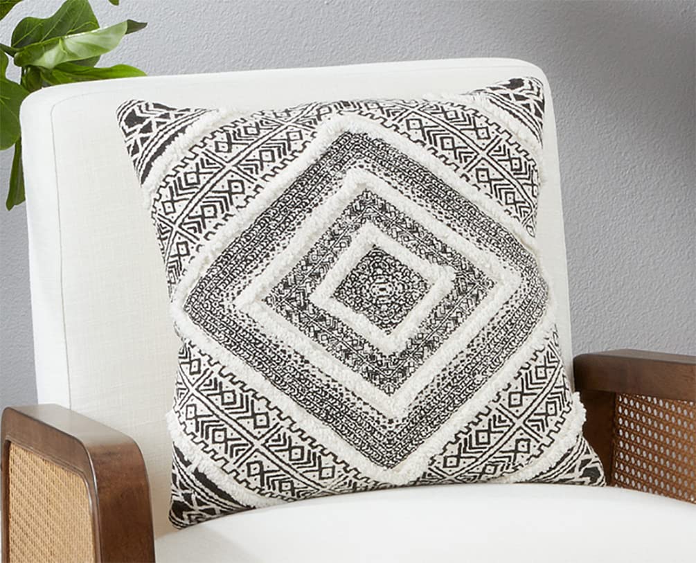 Embellished Diamond Block Print Pillow