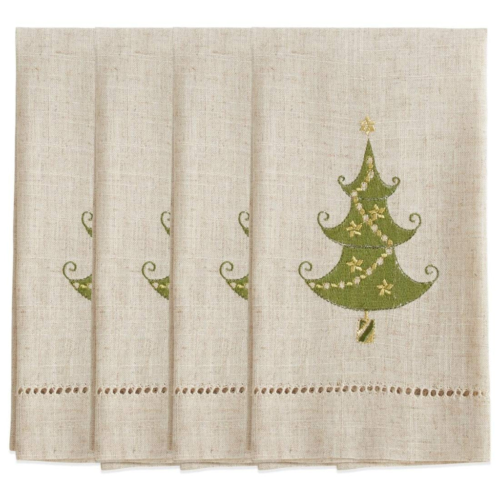 Embroidered Lighted Christmas Tree Guest Towels — Set of 4