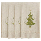 Embroidered Lighted Christmas Tree Guest Towels — Set of 4