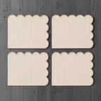 Natural Scalloped Stripe Cloth Napkins