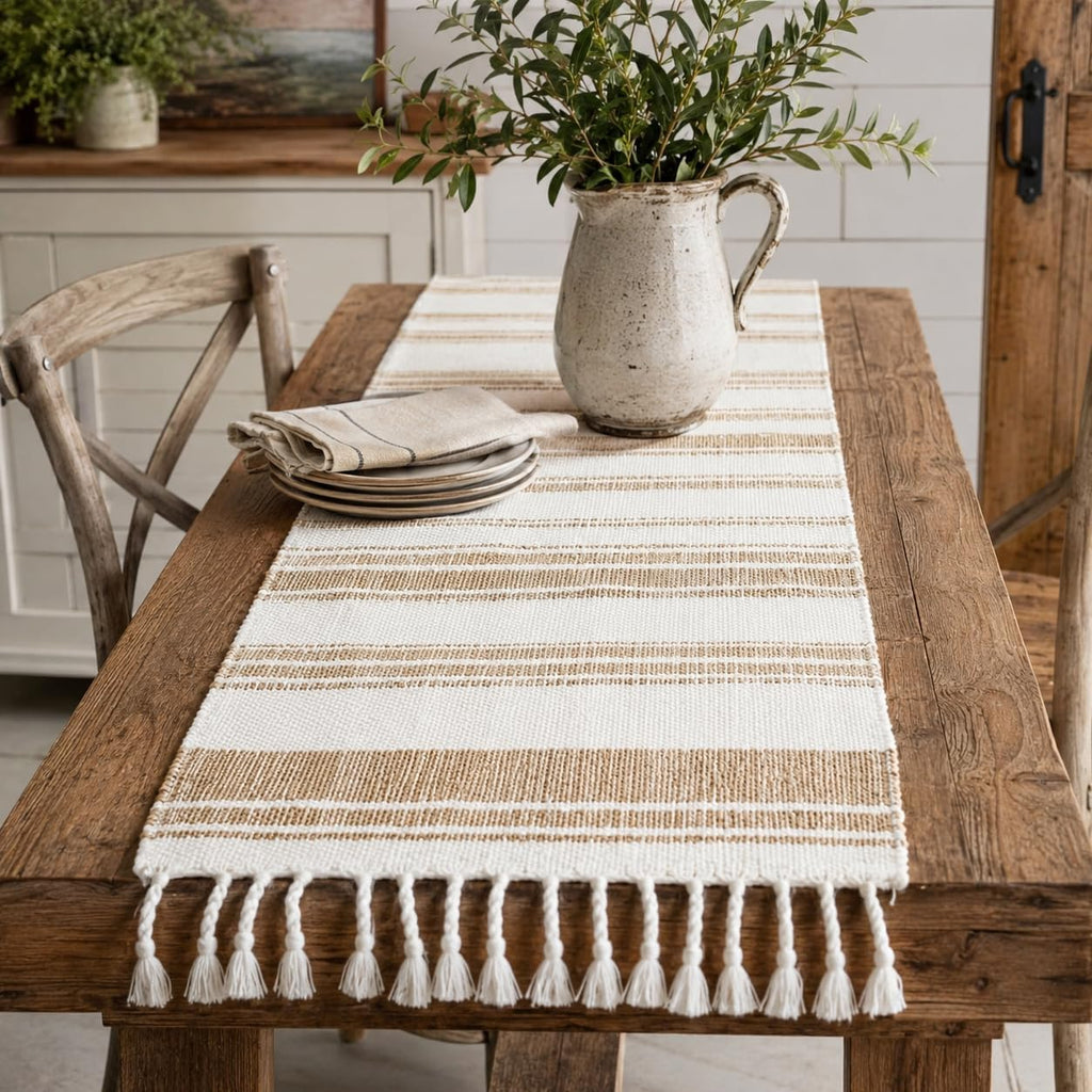 Woven Cotton Jute Table Runner