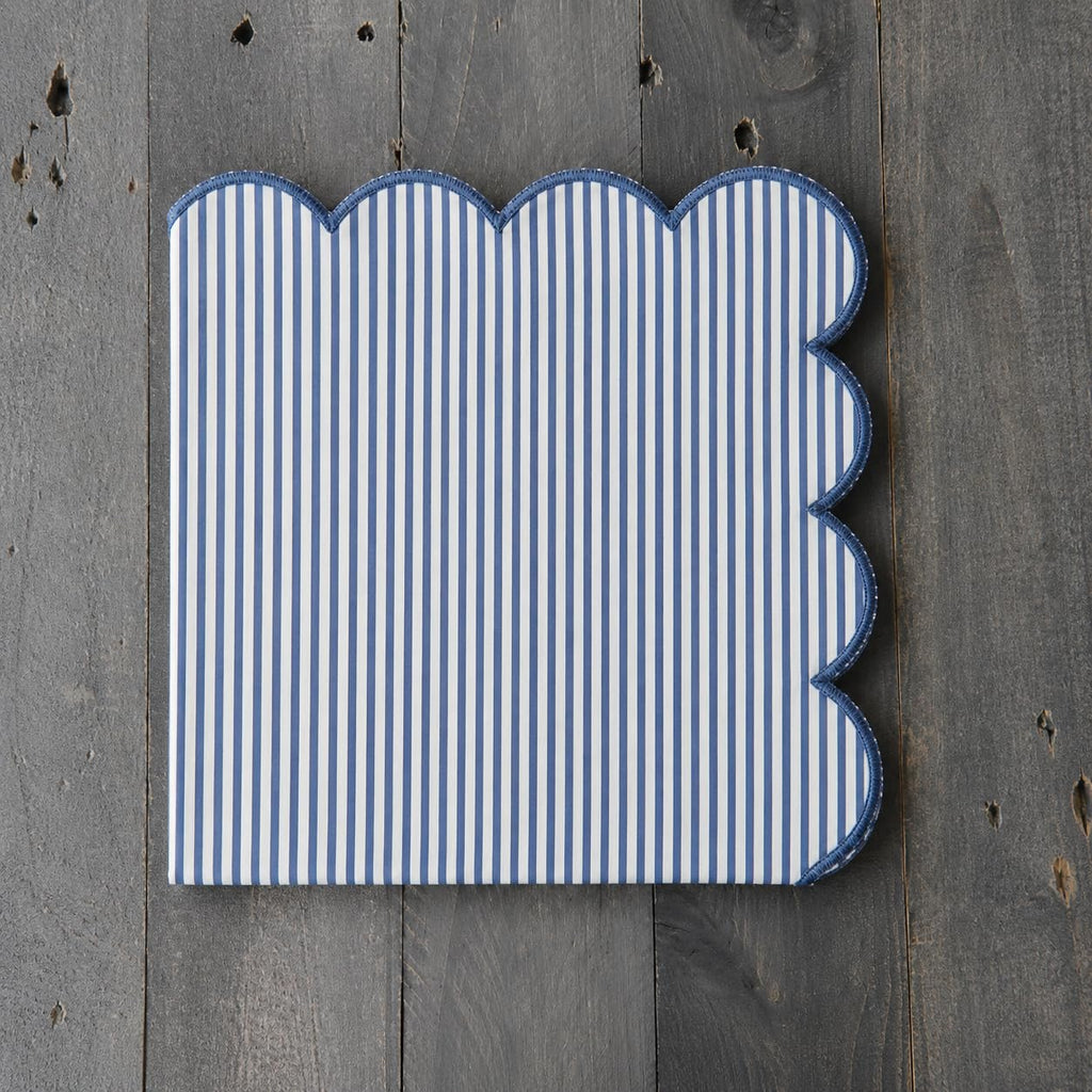 Natural Scalloped Stripe Cloth Napkins