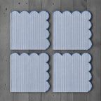 Natural Scalloped Stripe Cloth Napkins