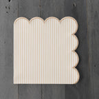 Natural Scalloped Stripe Cloth Napkins
