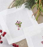 Embroidered Christmas Cocktail Napkins — Set of 4
