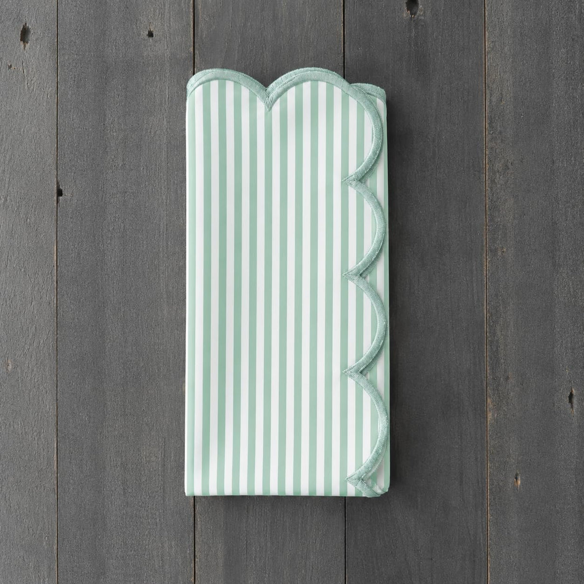 Natural Scalloped Stripe Cloth Napkins