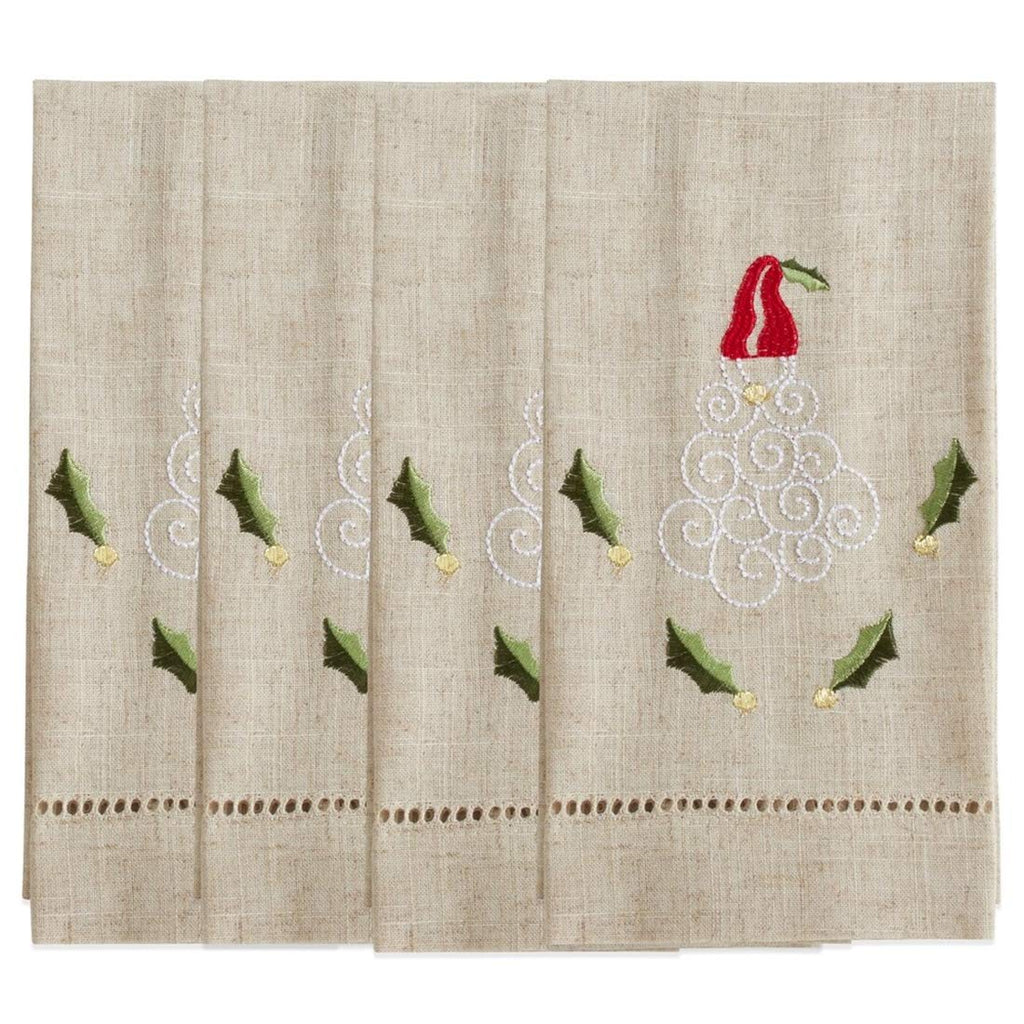 Embroidered Santa Guest Towels — Set of 4