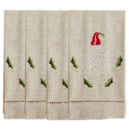 Embroidered Santa Guest Towels — Set of 4
