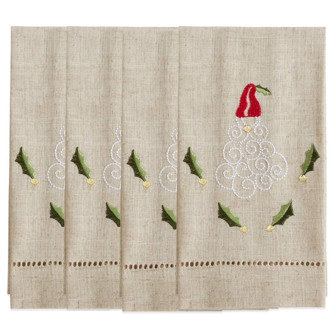 Embroidered Santa Guest Towels — Set of 4