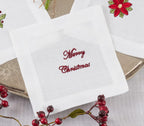 Embroidered Christmas Cocktail Napkins — Set of 4