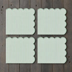 Natural Scalloped Stripe Cloth Napkins