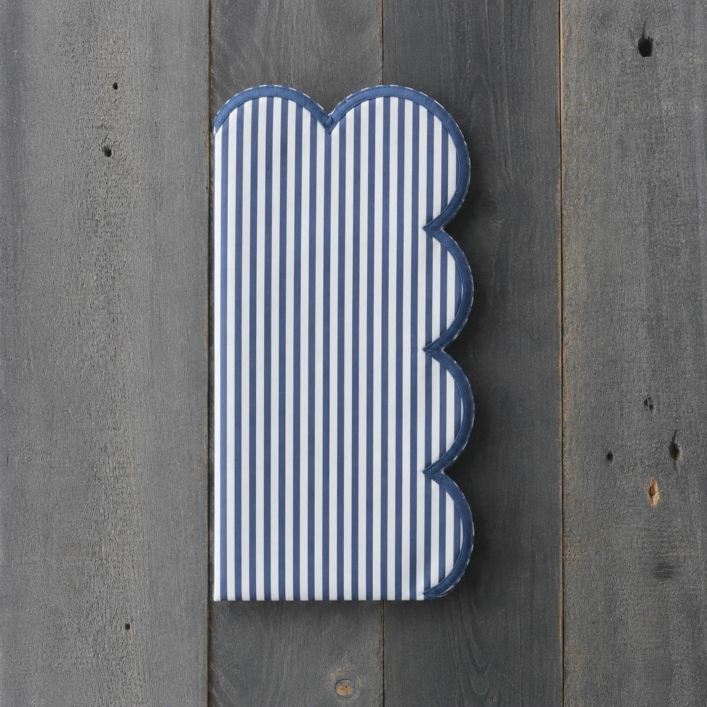 Natural Scalloped Stripe Cloth Napkins