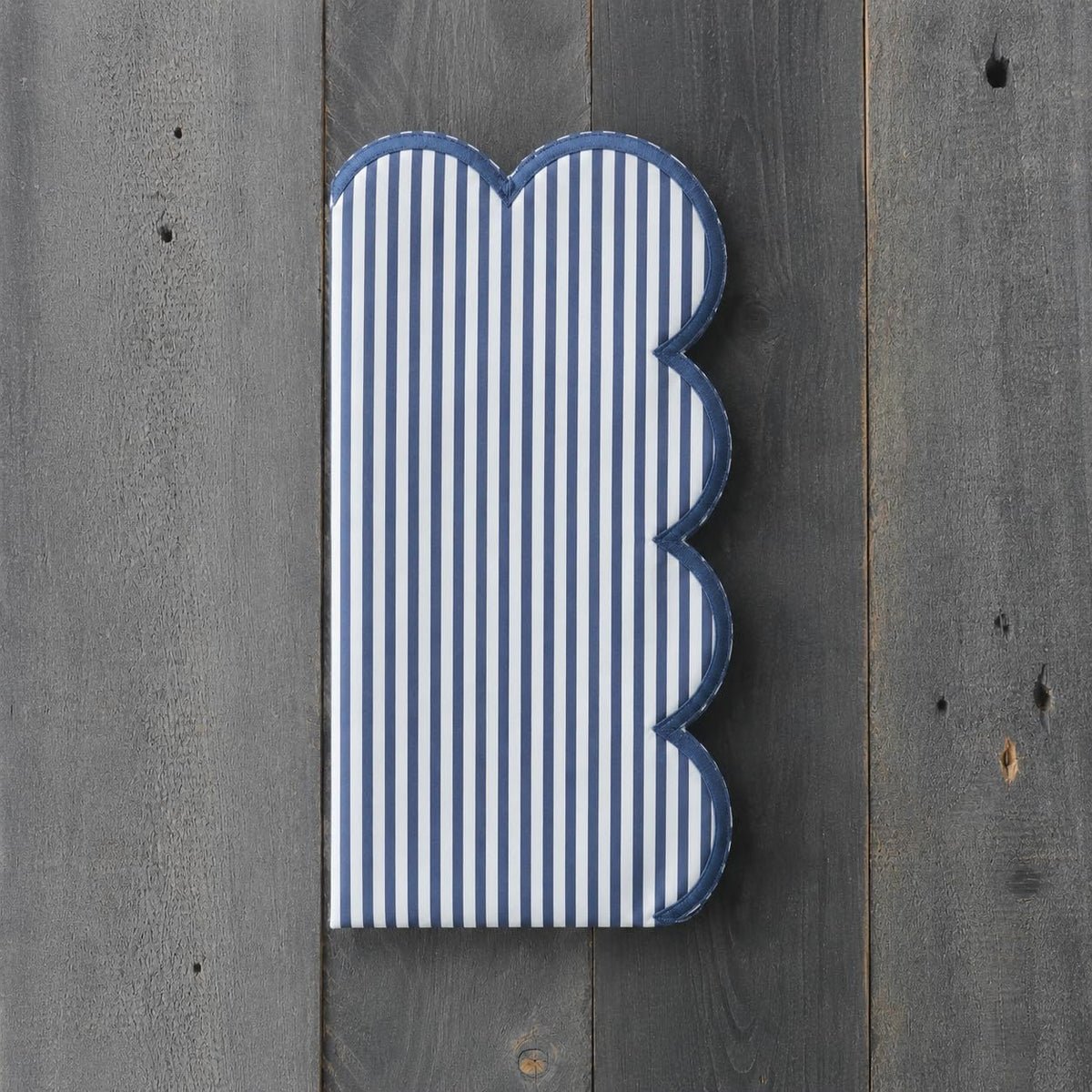 Natural Scalloped Stripe Cloth Napkins