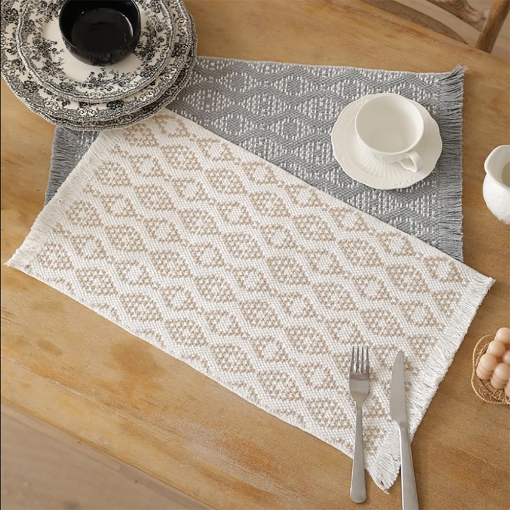 Diamond Woven Fringe Placemats