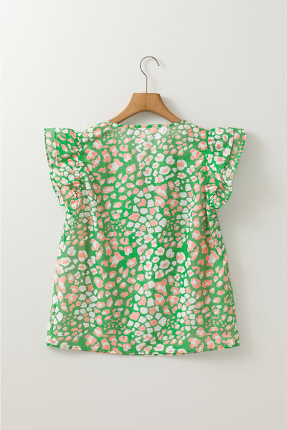 Abstract Leopard Tied Front Blouse