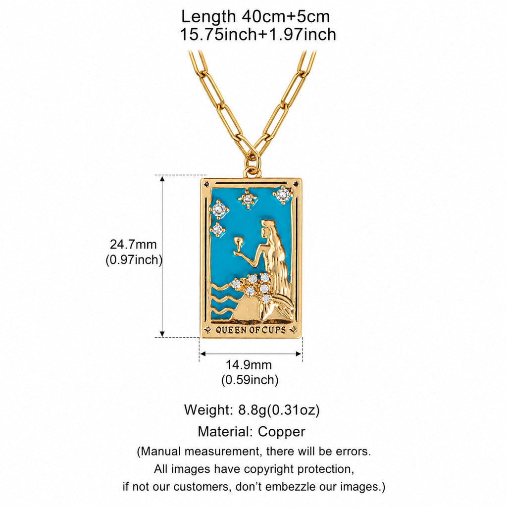 Enamel Tarot Card Pendant Necklace Collection