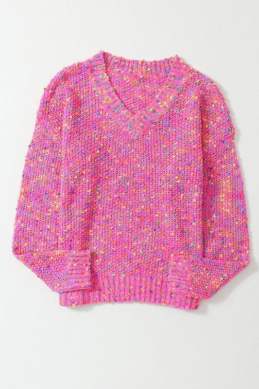Confetti Knit V-Neck Sweater