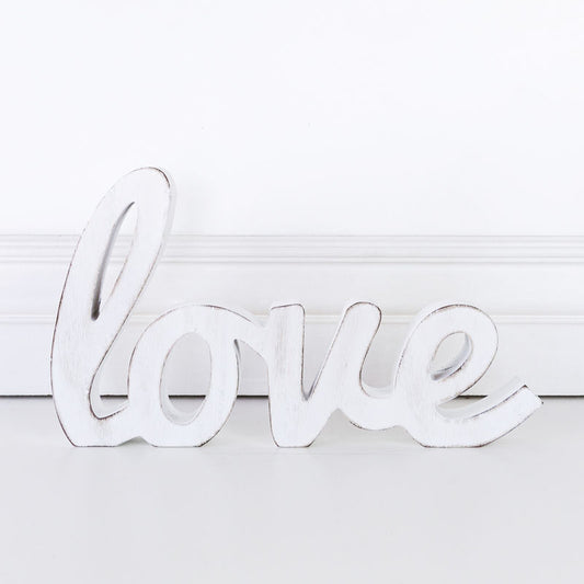 12" X 6.75" X 1" Wood Cutout (Love) White