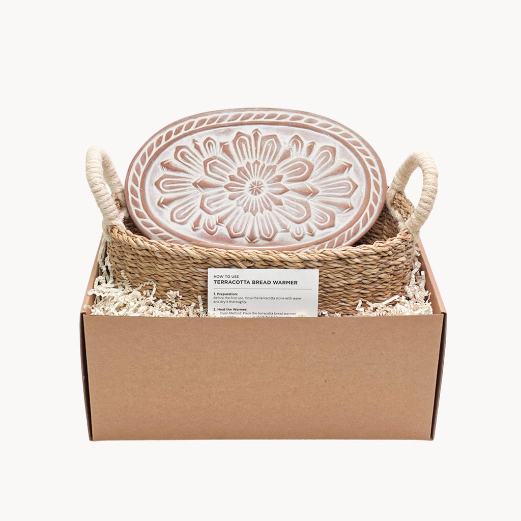 Floral Handmade Bread Warmer & Wicker Basket