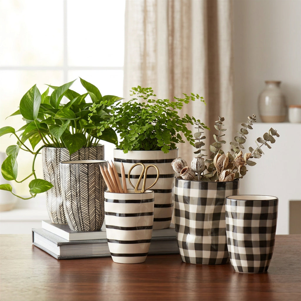Wavy Patterned Planter or Vase (Set of 6)