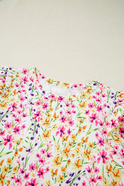 Floral Ruffle Puff Sleeve Blouse