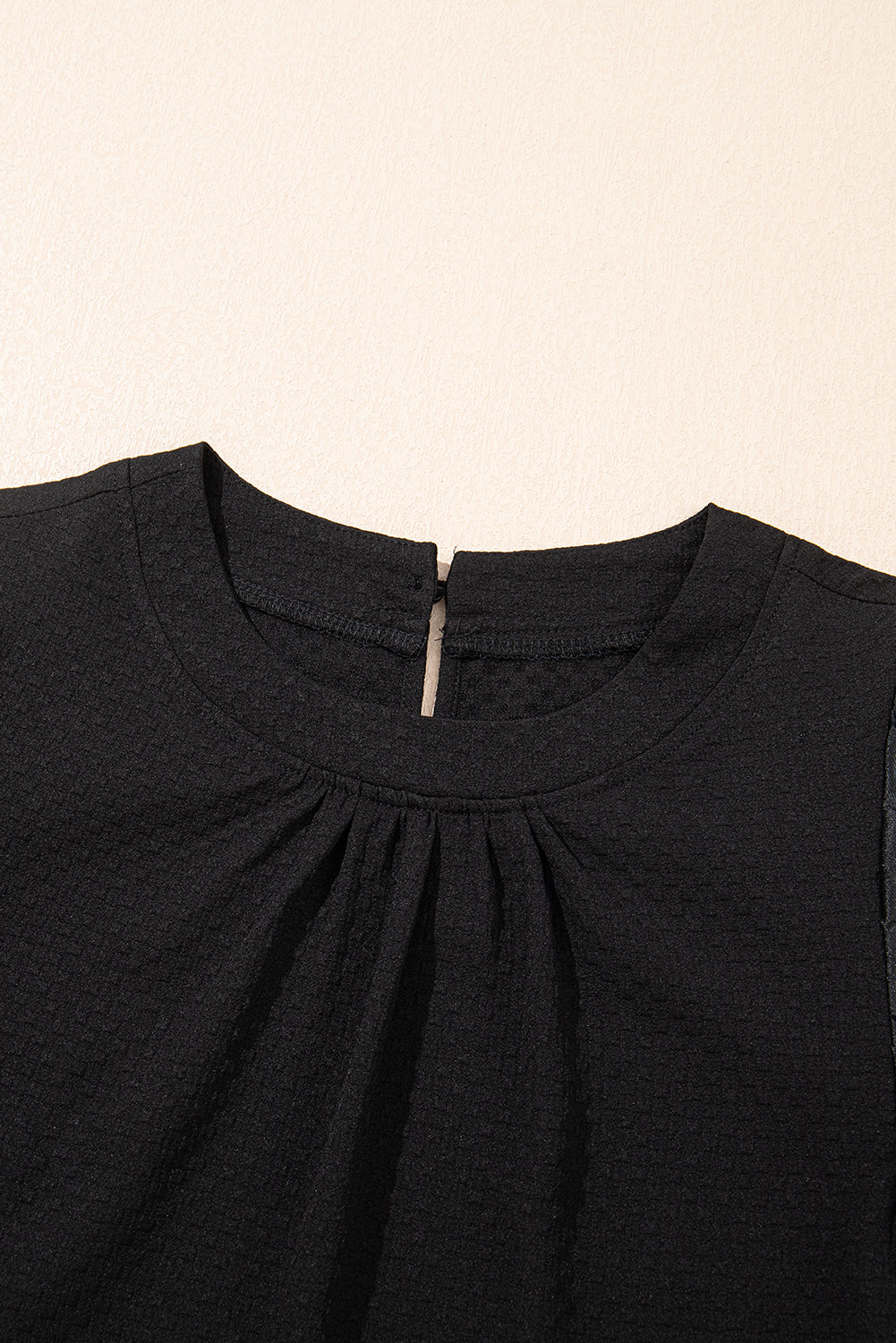 Feather Patchwork Bubble Sleeve Blouse