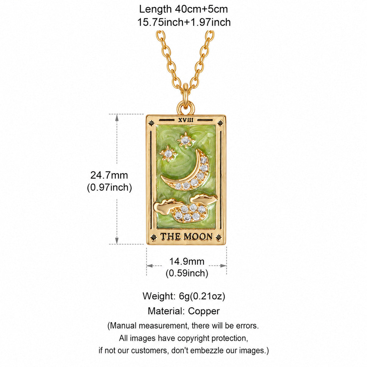 Enamel Tarot Card Pendant Necklace Collection