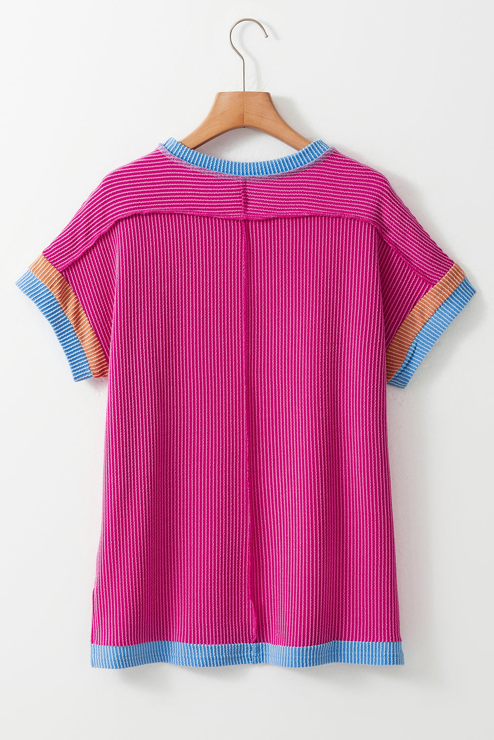 Contrast Trim Corded Knit T-Shirt
