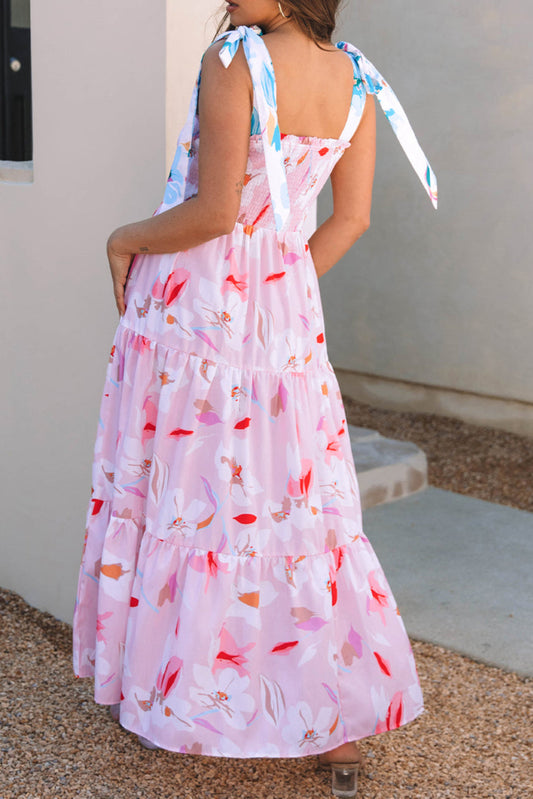 Floral Tied Straps Maxi Dress