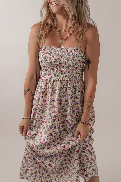 Boho Floral Smocked Maxi Sundress