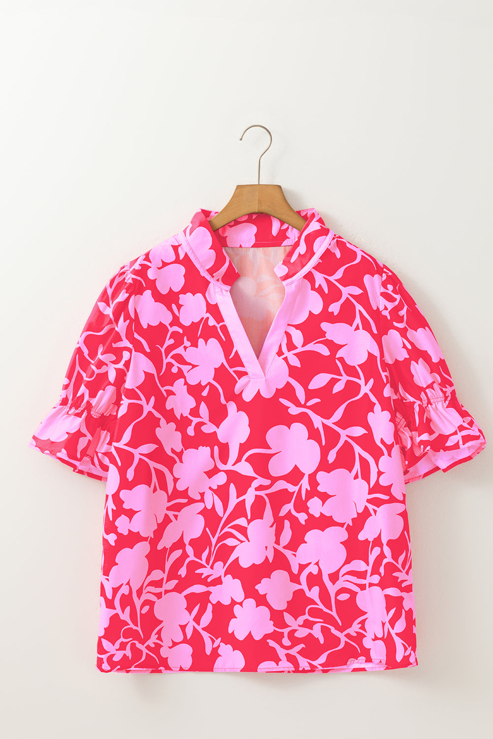 Floral Ruffle Puff Sleeve Blouse