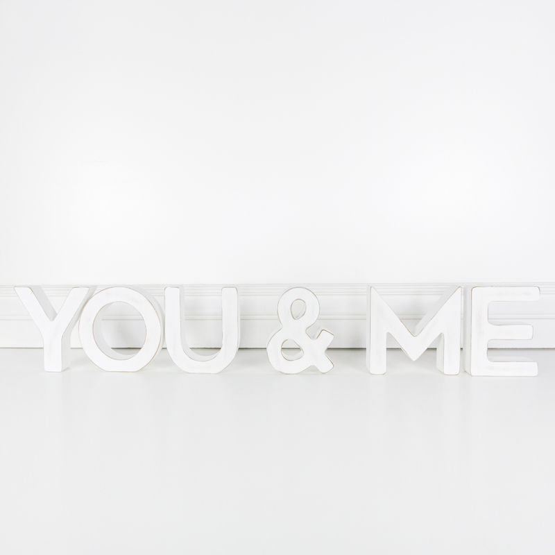 31" X 5" X 1" Wood Cutout (You &amp; Me) White