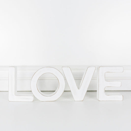 18" X 5" X 1" Wood Cutout (Love) White