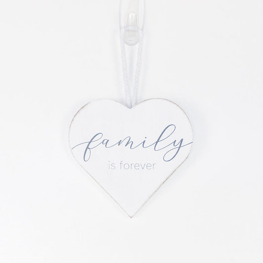 4.5" X 4.5" X .5" Wood Ornament (Family Forever) White/Gray