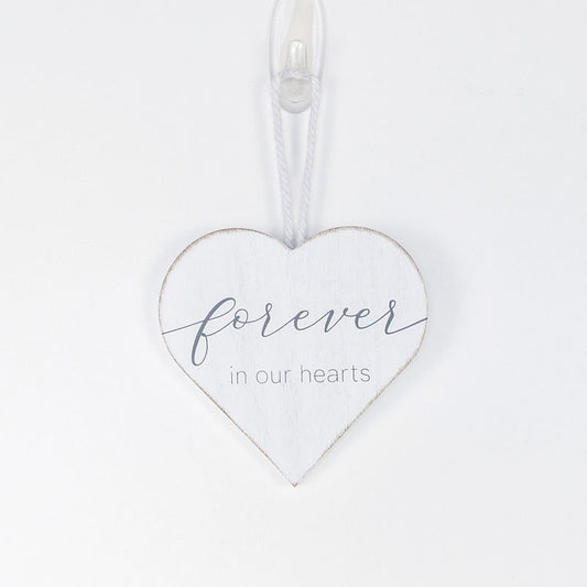 4.5" X 4.5" X .5" Wood Ornament (Forever Hearts) White/Gray