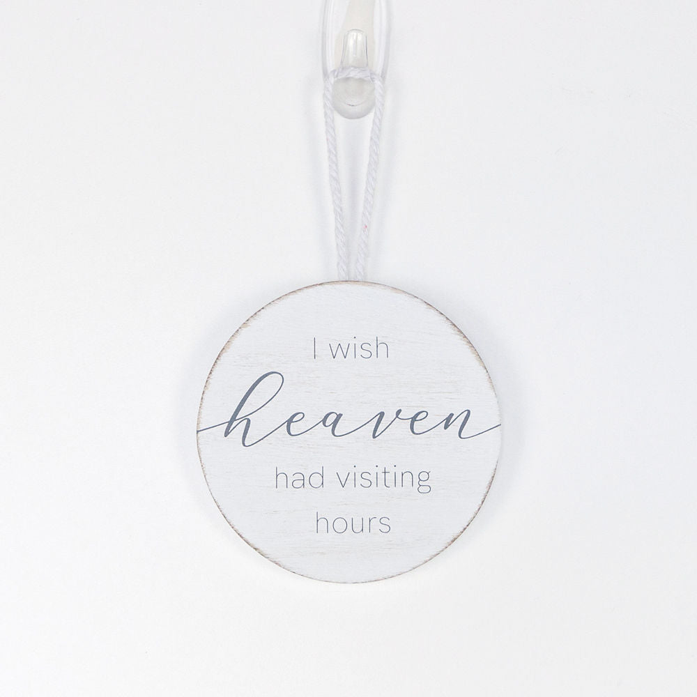 4.5" X 4.5" X .5" Wood Ornament (Heaven Hours) White/Gray