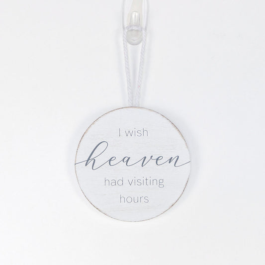 4.5" X 4.5" X .5" Wood Ornament (Heaven Hours) White/Gray