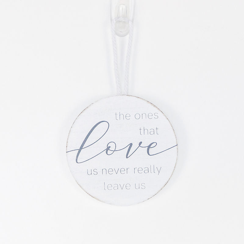 4.5" X 4.5" X .5" Wood Ornament (Never Leave) White/Gray