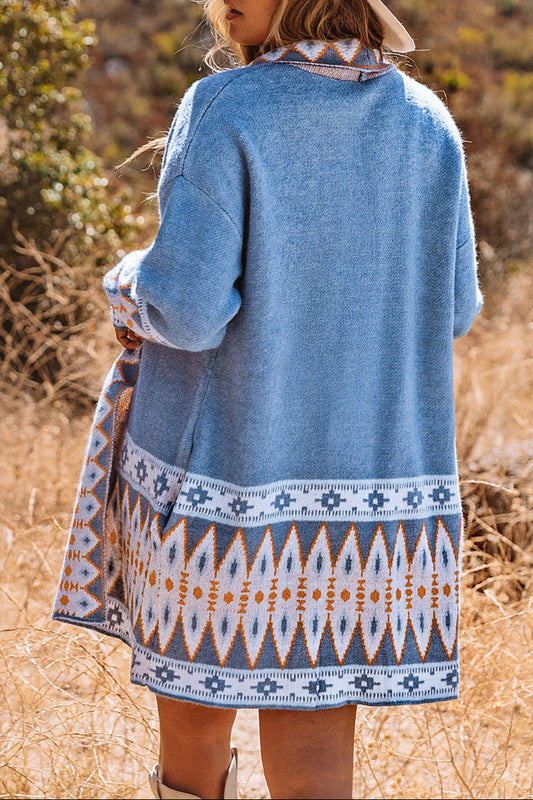 Aztec Geometric Open Front Cardigan