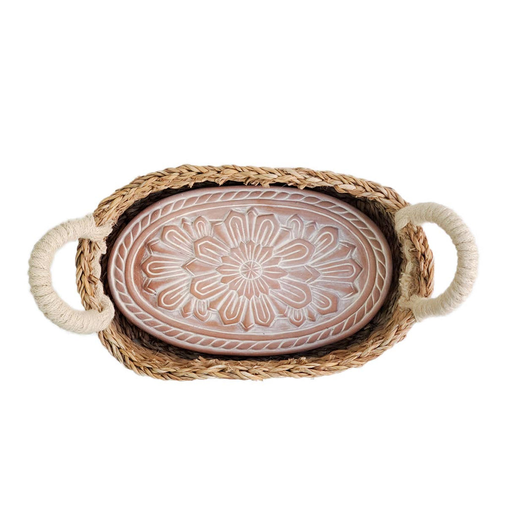 Floral Handmade Bread Warmer & Wicker Basket