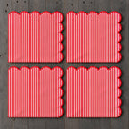 Natural Scalloped Stripe Cloth Napkins