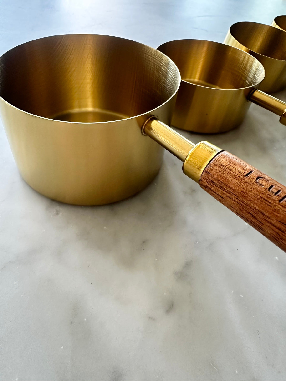 Montecito Acacia Wood and Gold Measuring Cups