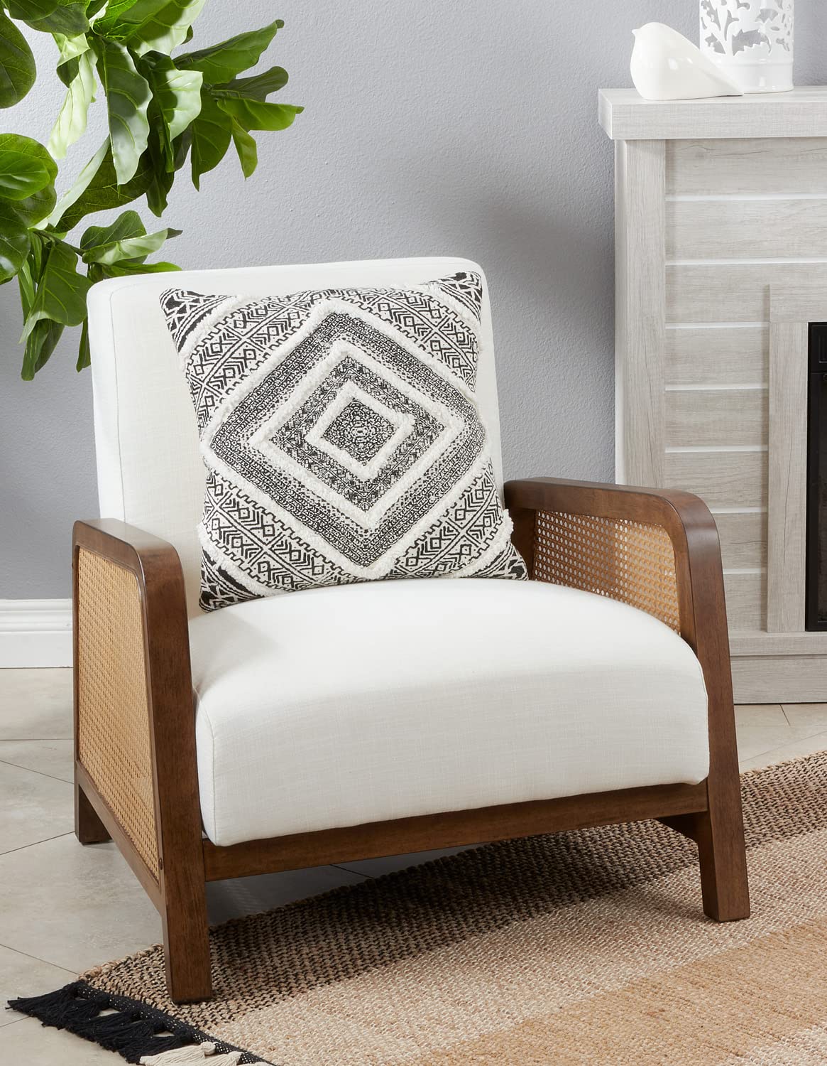 Embellished Diamond Block Print Pillow